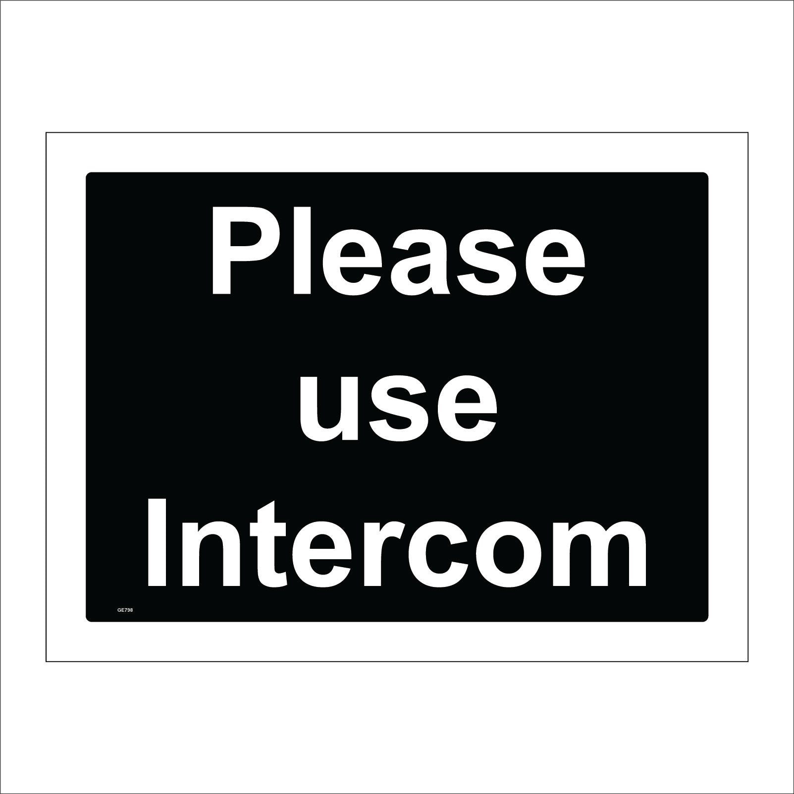 Intercom Sign Printable Please Use Intercom Sign – PWDirect