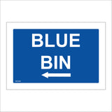 GE846 Blue Bin Left Arrow Direction Rubbish Trash Buildings Commercial Work Beach Park