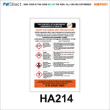 HBP001 Coshh Biological Hazard Highly Flammable LPG Harmful Gas Signs