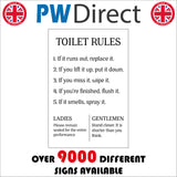 HU344 Toilet Rules Ladies Gentlemen Sign