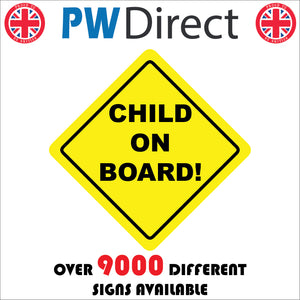 HU349 Child On Board Warning Distance Car Yellow Diamond