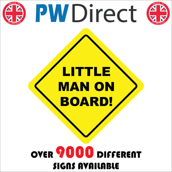 HU351 Little Man On Board Safety Distance Yellow Diamond Warning Car