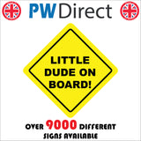 HU356 Little Dude On Board Yellow Car Child Boy Safety Distance