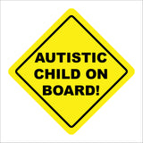HU362 Autistic Child On Board Safety Distance Car Yellow Diamond
