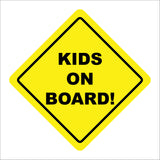 HU363 Kids On Board Yellow Car Distance Safety Diamond School