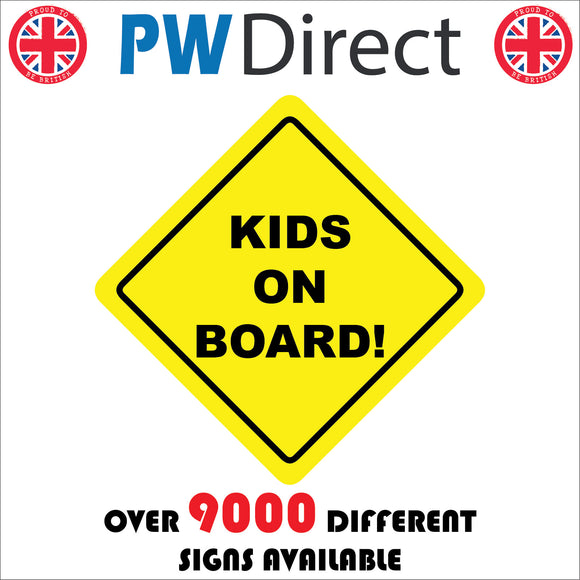 HU363 Kids On Board Yellow Car Distance Safety Diamond School