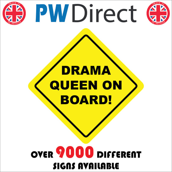 HU366 Drama Queen On Board Child Girl Imp Yellow Safety Fun