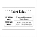 HU380 Toilet Rules Put Lid Down Wash Hands