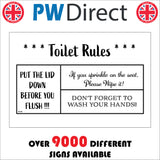 HU380 Toilet Rules Put Lid Down Wash Hands