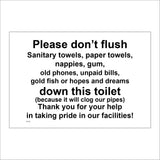 HU386 Please Don't Flush Sanitary Towels Nappies Paper
