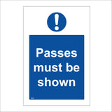 MA027 Passes Must Be Shown Sign with Exclamation Mark