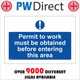 MA029 Permit To Work Must Be Obtained Before Entering This Area Sign with Exclamation Mark