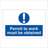 MA031 Permit To Work Must Be Obtained Sign with Exclamation Mark