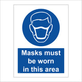 MA042 Masks Must Be Worn In This Area Sign with Exclamation Mark