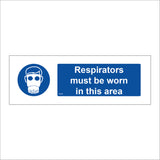 MA044 Respirators Must Be Worn In This Area Sign with Gas Mask