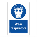 MA047 Wear Respirators Sign with Gas Mask