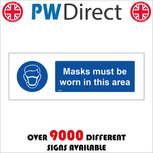 MA048 Masks Must Be Worn In This Area Sign with Face Mask