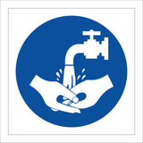 MA057 Wash Hands Sign with Hands Tap Water