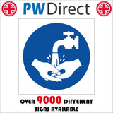 MA057 Wash Hands Sign with Hands Tap Water