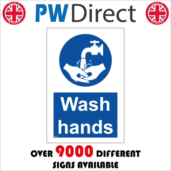 MA058 Wash Hands Sign with Hands Tap Water