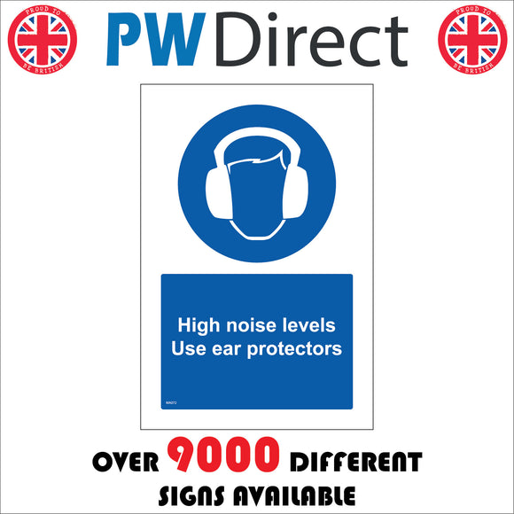 MA072 High Noise Levels Use Ear Protectors Sign with Face Headphones