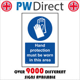 MA137 Hand Protection Must Be Worn In This Area Sign with Gloves
