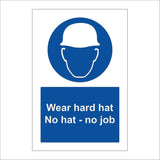 MA141 Wear Hard Hat No Hat - No Job Sign with Face Hard Hat