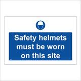 MA143 Safety Helmets Must Be Worn On Site Sign with Face Hard Hat