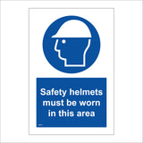 MA194 Safety Helmets Must Be Worn In This Area Sign with Head Hard Hat