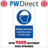 MA194 Safety Helmets Must Be Worn In This Area Sign with Head Hard Hat