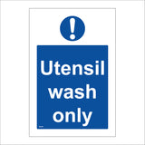 MA199 Utensil Wash Only Sign with Exclamation Mark