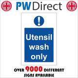 MA199 Utensil Wash Only Sign with Exclamation Mark