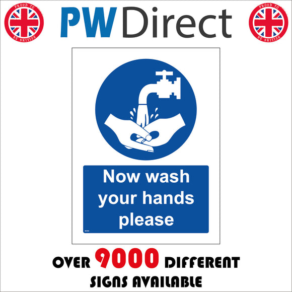MA205 Now Wash Your Hands Please Sign with Hands Tap