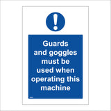 MA255 Guards And Goggles Must Be Used When Operating This Machine Sign with Exclamation Mark