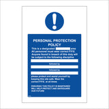 MA263 Personal Protection Policy Sign with Exclamation Mark