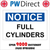 MA279 Notice Full Cylinders Sign