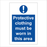 MA292 Protective Clothing Must Be Worn In This Area Sign with Exclamation Mark
