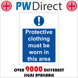 MA292 Protective Clothing Must Be Worn In This Area Sign with Exclamation Mark