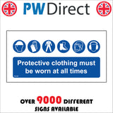 MA296 Protective Clothing Must Be Worn At All Times Sign with Gloves Apron Mask
