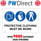 MA297 Protective Clothing Must Be Worn Sign with Gloves Apron Mask