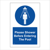 MA301 Please Shower Before Entering The Pool Sign with Person Shower Water