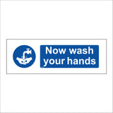 MA303 Now Wash Your Hands Sign with Hands Tap Water