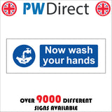MA303 Now Wash Your Hands Sign with Hands Tap Water