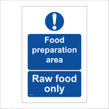 MA310 Food Preparation Area Raw Food Only Sign with Exclamation Mark