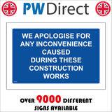 MA319 We Apologise For Any Inconvenience Sign