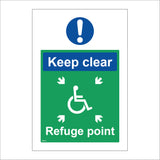 MA337 Keep Clear Refuge Point Sign with Exclamation Mark Disabled Logo Arrows