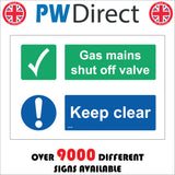Gas Shut Off Valve Keep Clear Sign MA340
