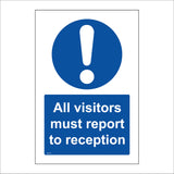 MA341 All Visitors Must Report To Reception Sign with Exclamation Mark Disabled Logo Arrows