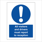 MA342 All Visitors And Drivers Must Report To Reception Sign with Exclamation Mark Disabled Logo Arrows