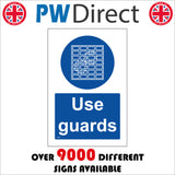 MA344 Use Guards Sign with Cogs Guard Circle